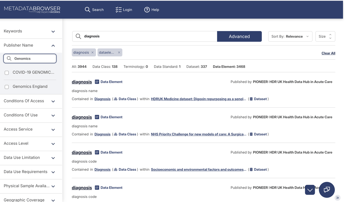 filter data elements